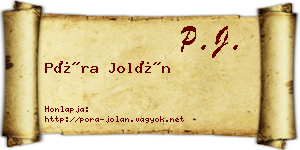 Póra Jolán névjegykártya